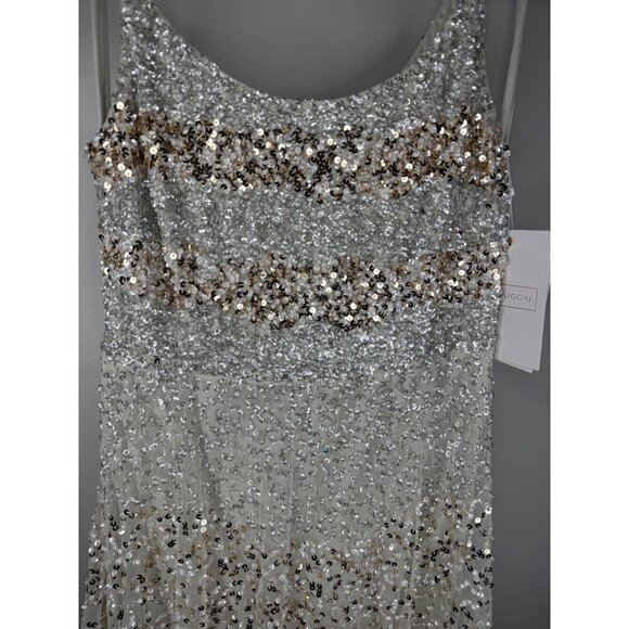 NWT MAC DUGGAL 10883 Embellished Scoop Neck Tiered Gown Champagne Size 6 - Picture 6 of 12